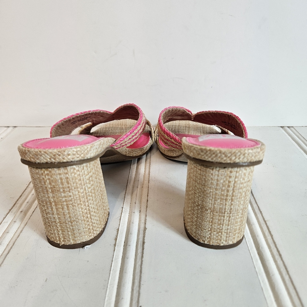 Dv Dolce Vita Sandals Pink Tan Raffia Haady Summer Shoes Womens Size 8.5 View 4